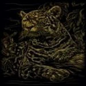 Гравюра А4 золото Леопард в джунглях в конверте