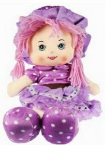 Кукла мягк. 35 см в фиолетовом платье