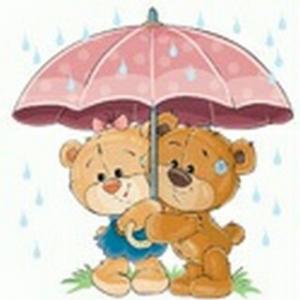 Картина по номерам 20х20 см Медвежата в летний дождь