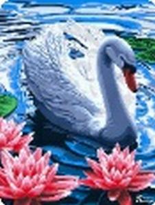 Картина по номерам 30х40 Лебедь в лотосах
